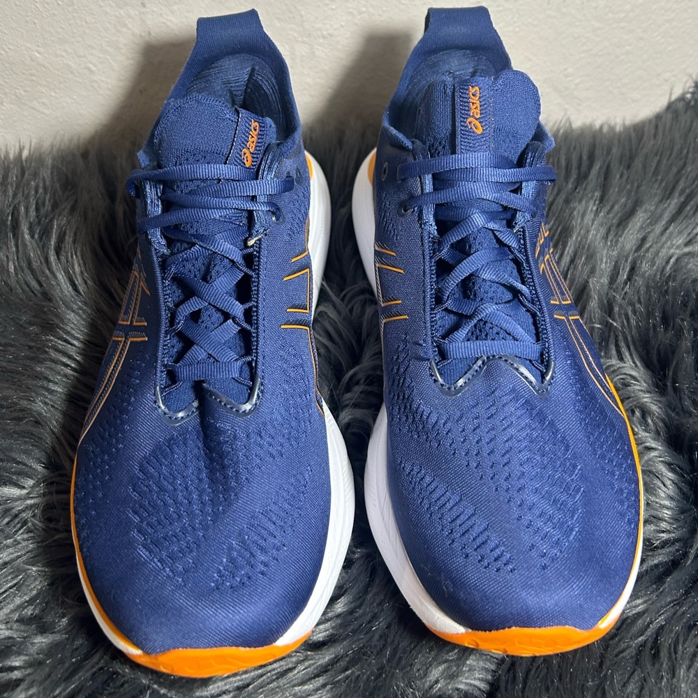 ASICSGel-Nimbus 25 'Deep Ocean Bright Orange Sneakers Size 10 - Picture 3 of 10
